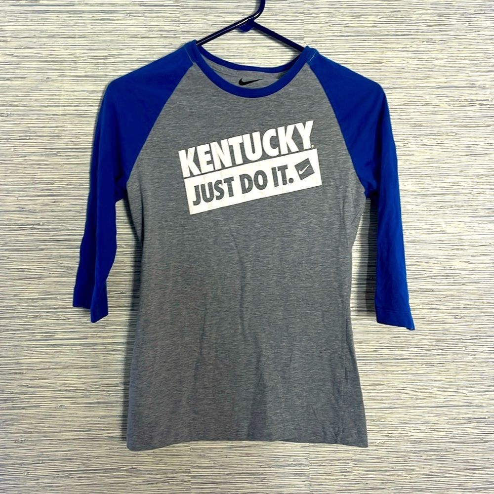 Nike University of Kentucky Gray/Blue Womens Cotton Blend Tee Slze M 529